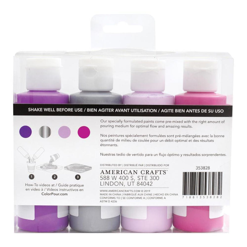 American Crafts Colour Pour Pre-Mixed Paint Kit 4 pack - Mulberry Bliss