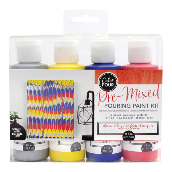 American Crafts Colour Pour Pre-Mixed Paint Kit 4 pack - Classic Colour