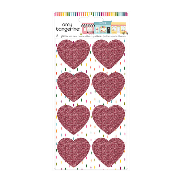 American Crafts - Amy Tan Slice Of Life Collection - Glitter Heart Stickers