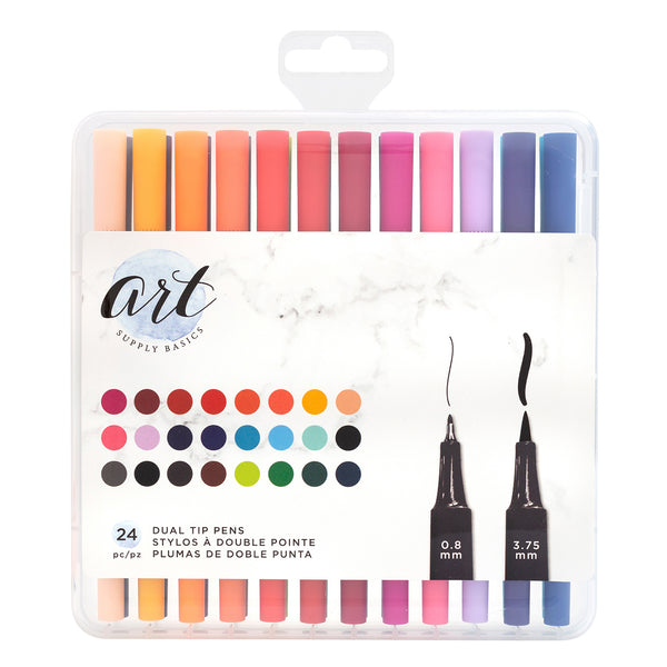 American Crafts - Art Supply Basics Collection - Dual Tip Pens - 24 Pieces