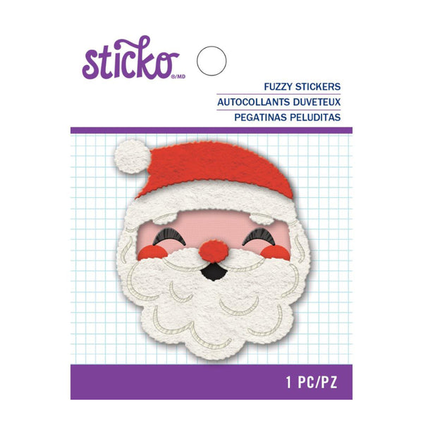 Sticko Fuzzy Stickers - Embroidered Santa Face
