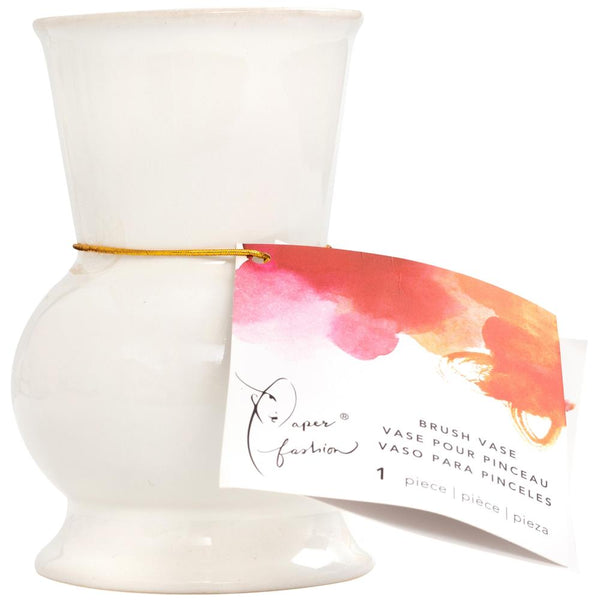 Paper Fashion Ceramic Brush Vase White