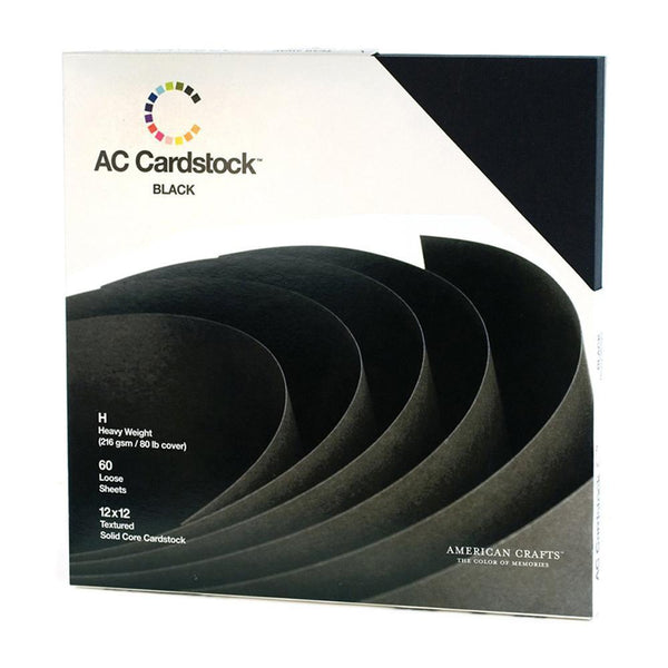 American Crafts - Textured Cardstock Pack 12X12 60 per pack - Solid Black