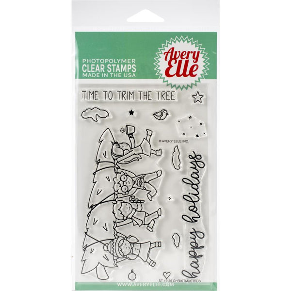 Avery Elle - Clear Stamp Set 4 inch X6 inch - Christmas Kids*