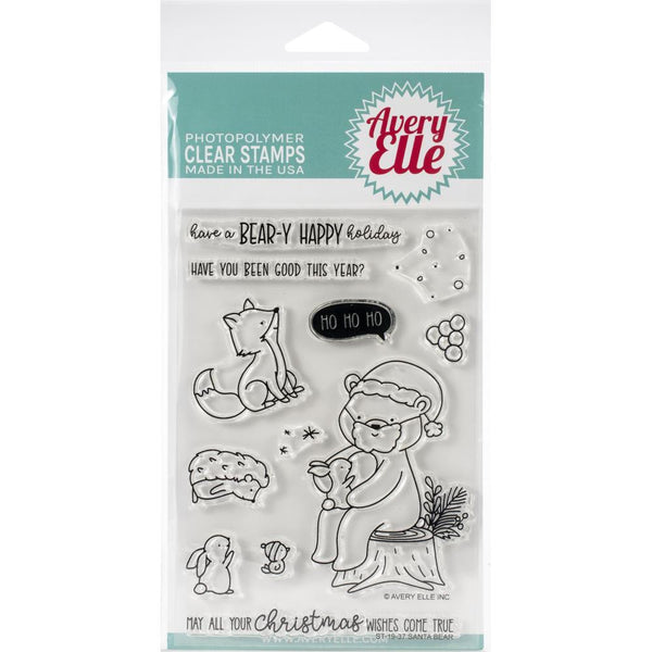 Avery Elle - Clear Stamp Set 4 inch X6 inch - Santa Bear*