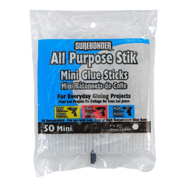 All-Purpose Stik Mini Glue Sticks .28inch X4inch 50 pack