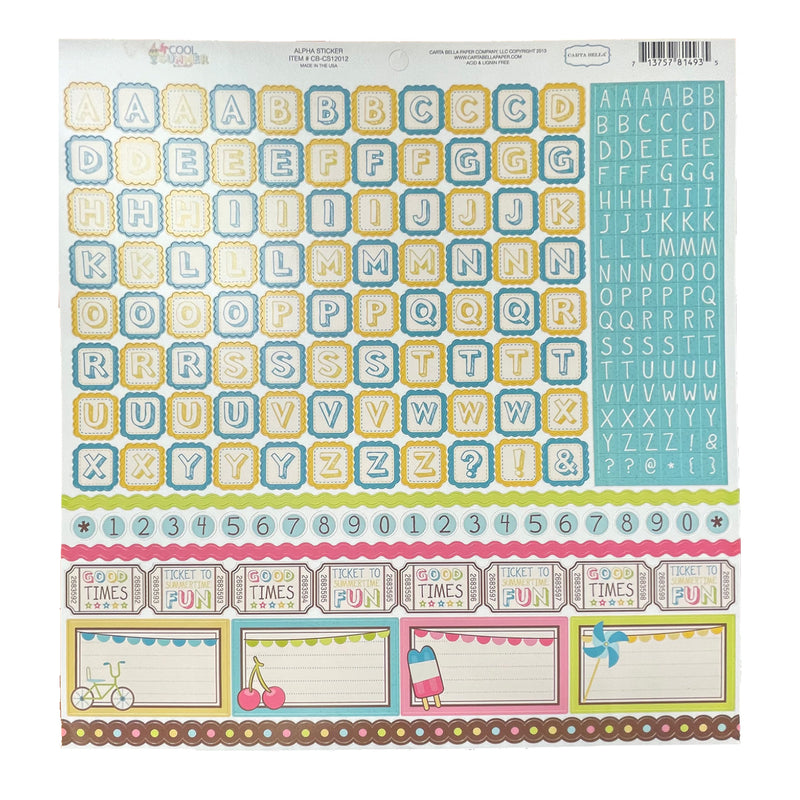 Carta Bella Cool Summer Collection 12x12 Alpha Stickers