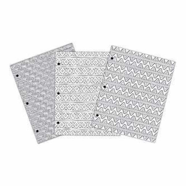 American Crafts - Creative Zen Colouring Folders 9.6 Inch X14 Inch 3 Pack Sketchy Tribal