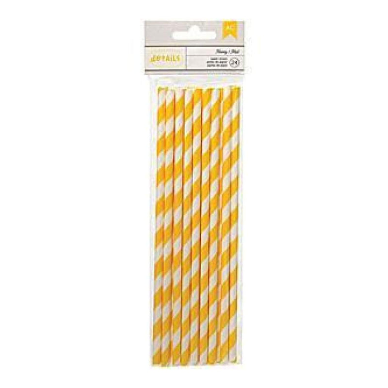 American Crafts - Details Lined Paper Straws 24 Pack - Honey