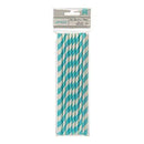 American Crafts - Details Lined Paper Straws 24 Pack - Pool