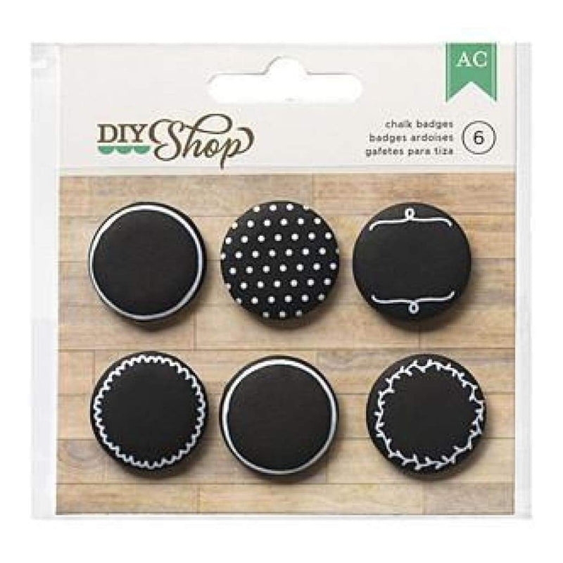 American Crafts - Diy Shop Adhesive Badges 6 Pack Chalkboard