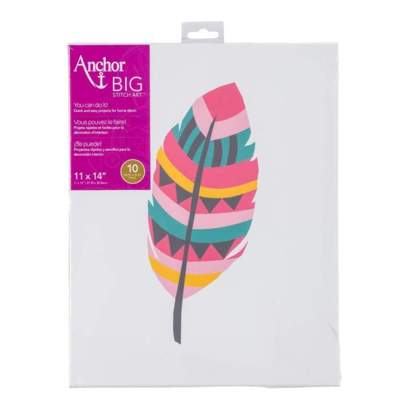 Anchor Big Stitch Art Embroidery Kit 11X14 - Feather Stamped On Stretched Canvas