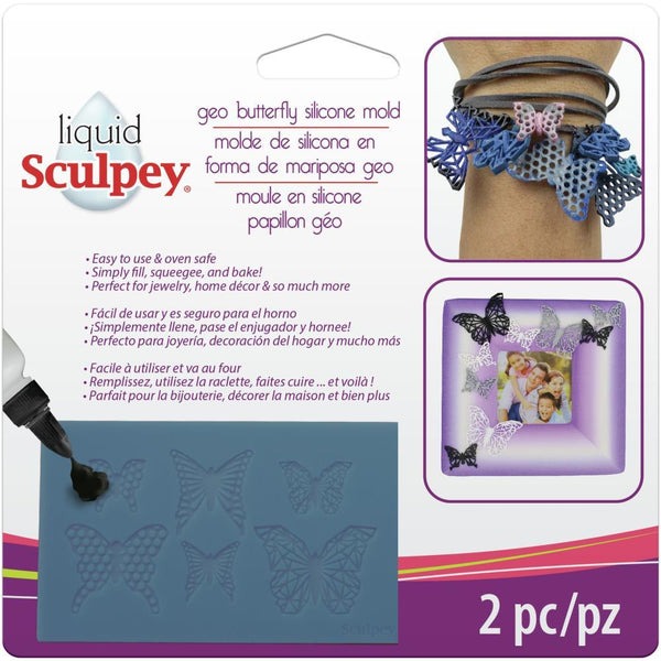 Liquid Sculpey Silicone Bakeable Mold with Squeegee - Geo Butterfly