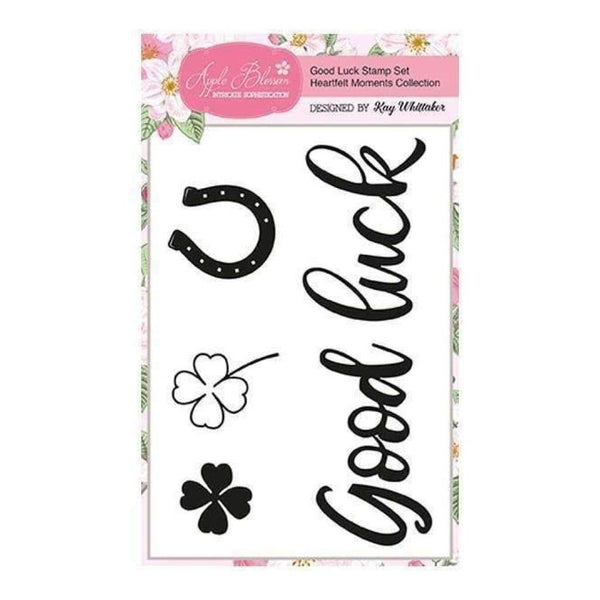 Apple Blossom A6 Stamp Set - Good Luck with Sentiment - Set of 4 - Heartfelt Moments