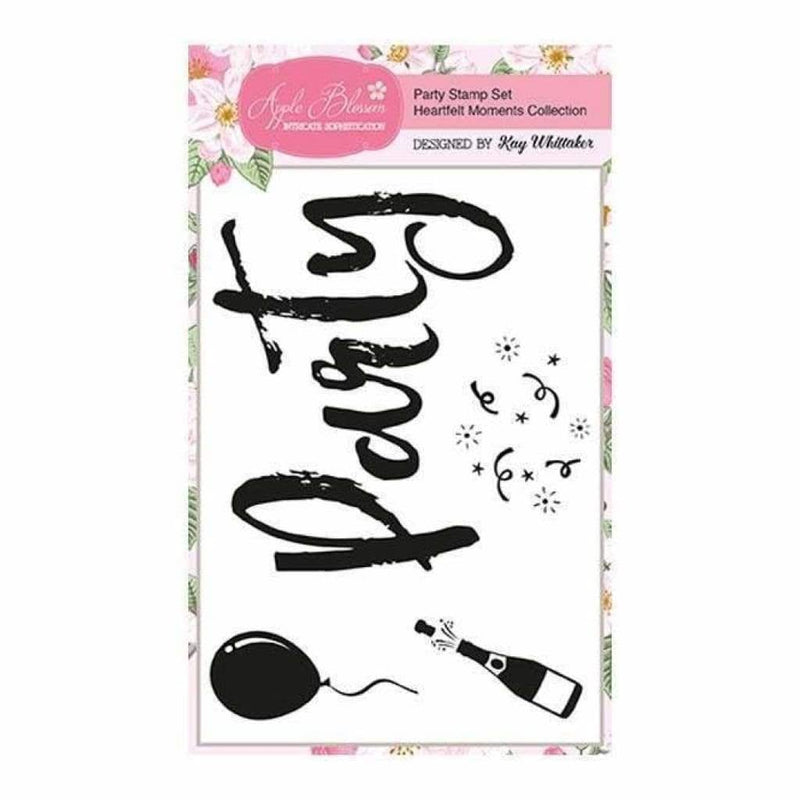 Apple Blossom A6 Stamp Set - Party with Sentiment Set of 4 - Heartfelt Moments