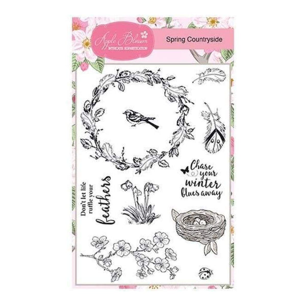 Apple Blossom A6 Stamp Set - Spring Countryside - Set of 10 Stamps