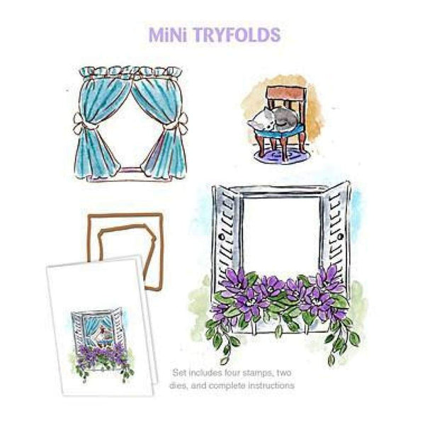 Art Impressions Mini Try'folds Cling Rubber Stamps 10 Inch  X4.5 Inch   Garden Window