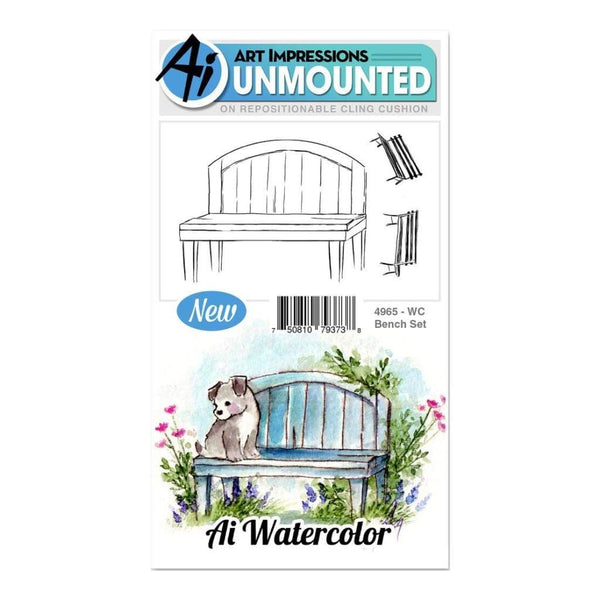Art Impressions Watercolor Cling Rubber Stamps 4 inch X7 inch - Bench