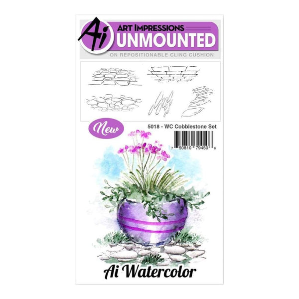 Art Impressions Watercolor Cling Rubber Stamps Cobblestone