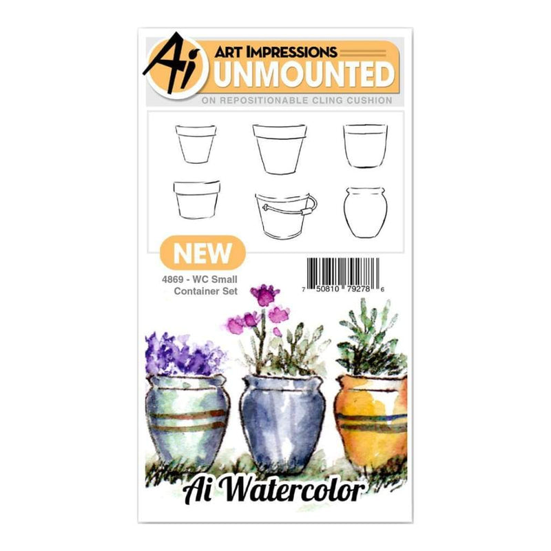 Art Impressions Watercolour Cling Rubber Stamps - Small Container