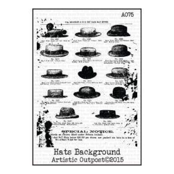 Artistic Outpost Cling Stamps 3.75In. X6in.  - Hats Background