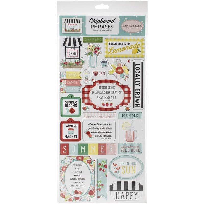 Carta Bella Summer Market - Chipboard 6"X13" Phrases, Summer Market*