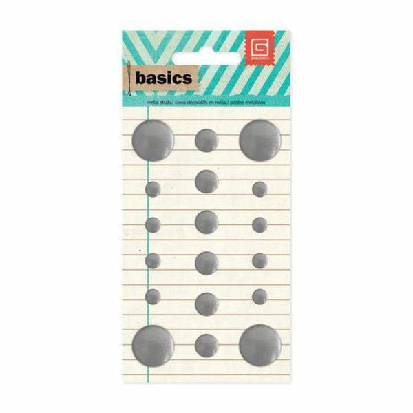 Basic Grey - Basics Collection - Metal Studs - Silver Circles