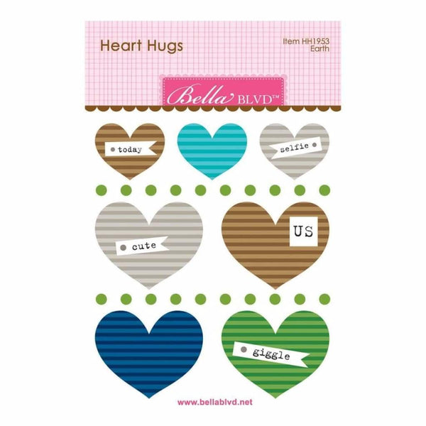 Bella Blvd Legacy Heart Hugs Embellishments 7 pack Earth