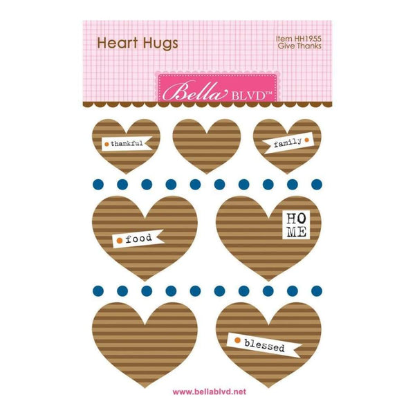 Bella Blvd Legacy Heart Hugs Embellishments 7 pack Give Thanks