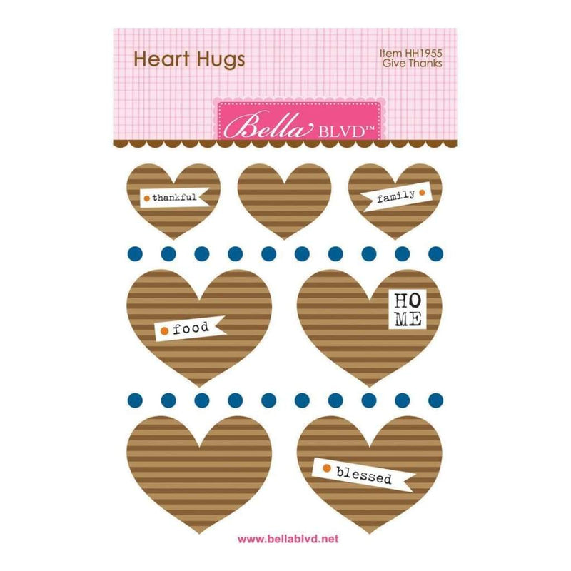 Bella Blvd Legacy Heart Hugs Embellishments 7 pack Give Thanks