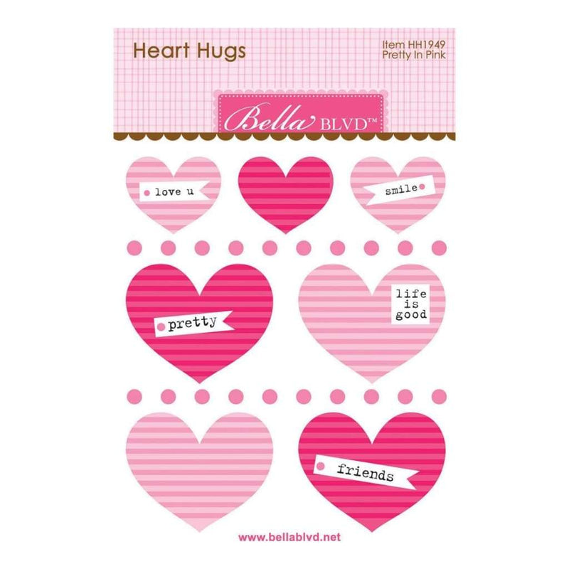 Bella Blvd Legacy Heart Hugs Embellishments 7 pack Pretty In Pink