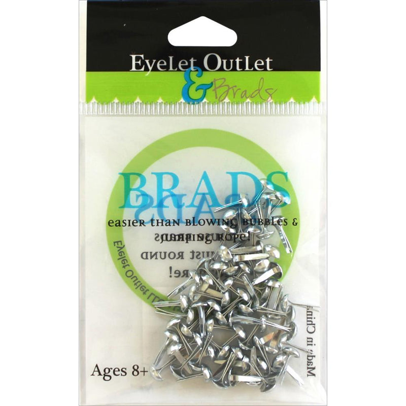 Eyelet Outlet Round Brads 4mm 70 pack - Silver