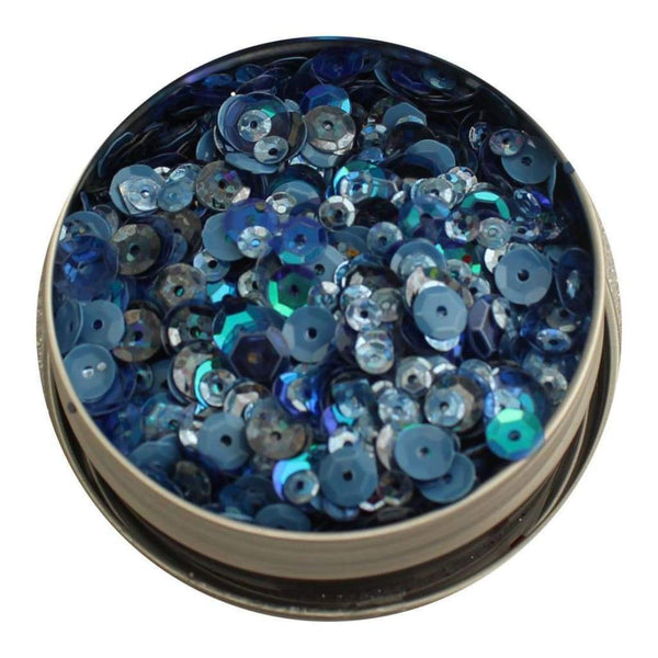 Buttons Galore - 28 Lilac Lane Tin with Sequins 40g Denim Blues
