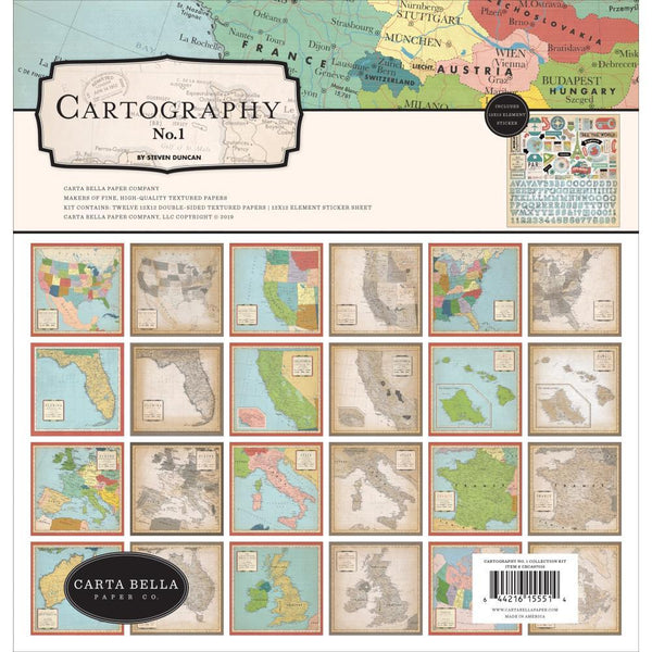 Carta Bella Collection Kit 12 inch X12 inch - Cartography No.1