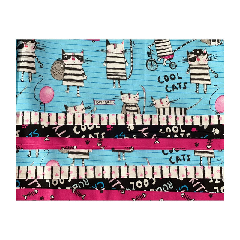 Fabric Palette Fat Eighths 9"x21" - 1 Bundle (8pcs) - Colours and Patterns - Cool Cats*