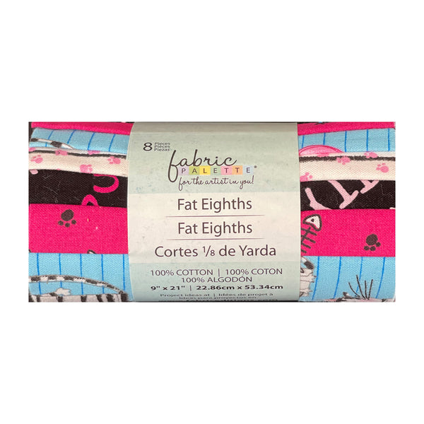 Fabric Palette Fat Eighths 9"x21" - 1 Bundle (8pcs) - Colours and Patterns - Cool Cats*