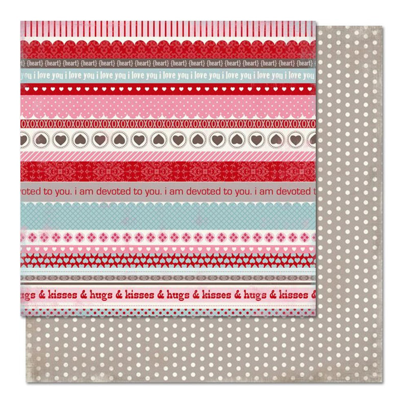 Carta Bella Paper - Devoted Collection - 12 x 12 Double Sided Paper - Hugs & Kisses Borders