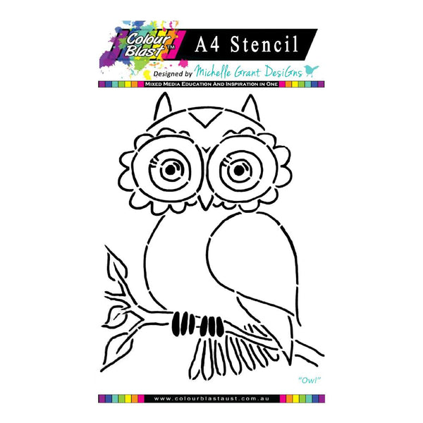 Colour Blast - Flight of Fantasy Stencil Collection - Owl A4
