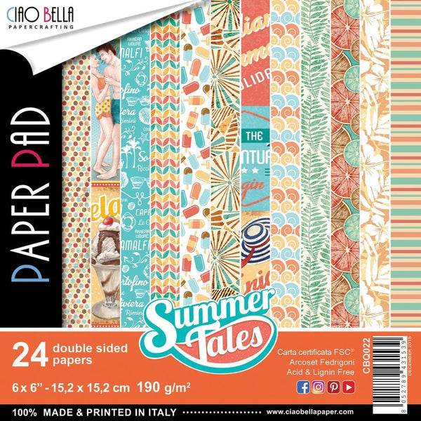 Ciao Bella - Summer Tales Double-Sided Paper Pack 90lb 6 inch X6 inch 24 pack