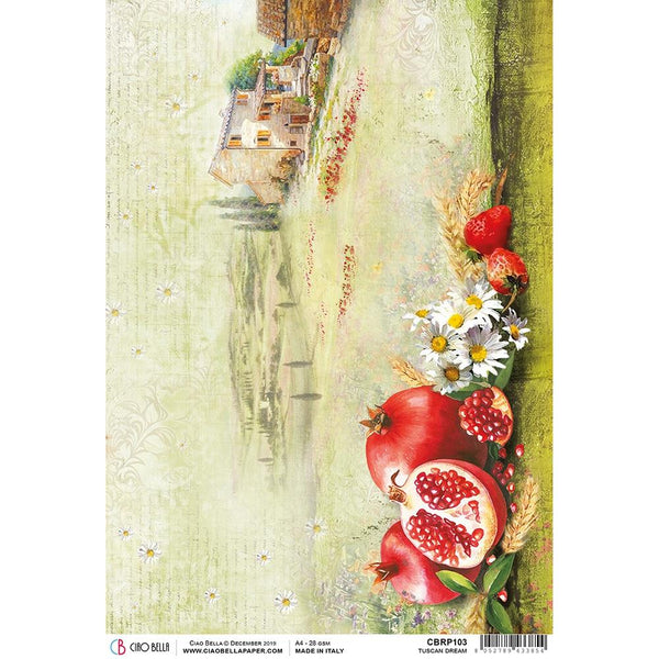 Ciao Bella Rice Paper Sheet A4 - Tuscan Dream, Under The Tuscan Sun