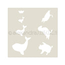 Alexandra Renke Stencil 6in x 6in - Whales & Friends, School