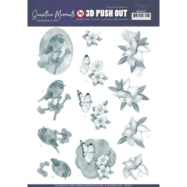 Find It Trading - Jeanine's Art Punchout Sheet - Grey Lily, Sensitive Moments