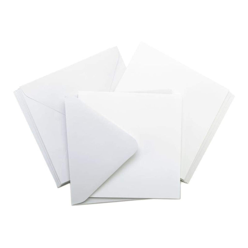 Poppy Crafts 135x135mm 300GSM Cards and Envelopes - Silk White - Pack of 10