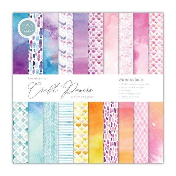Craft Consortium Double-Sided Paper Pad 12X12 30/Pkg - Watercolors