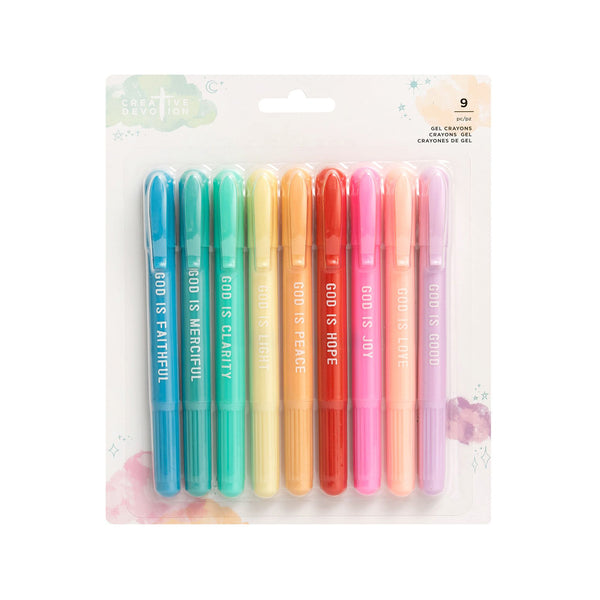 American Crafts - Creative Devotion Gel Crayons 9 pack Assorted Pastel Colours