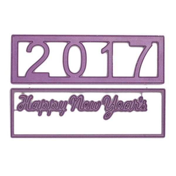 Cheery Lynn Designs Shaker Die Set 2 pack New Year 2017 4.75 inch X1.5 inch