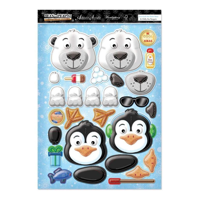 Christmas Cuties A4 Box Pops! 2 pack Snowball The Polar Bear/Chilly Penguin