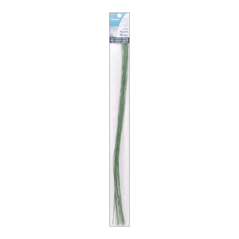 Cloth Covered Stem Wire 26 Gauge 18 inch 20 pack Green