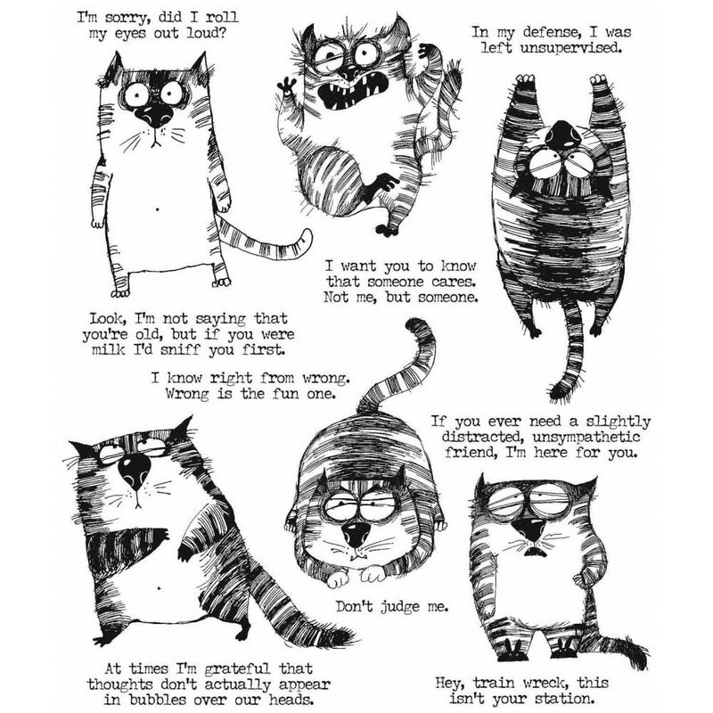 Tim Holtz Cling Stamps 7in x 8.5in - Snarky Cat