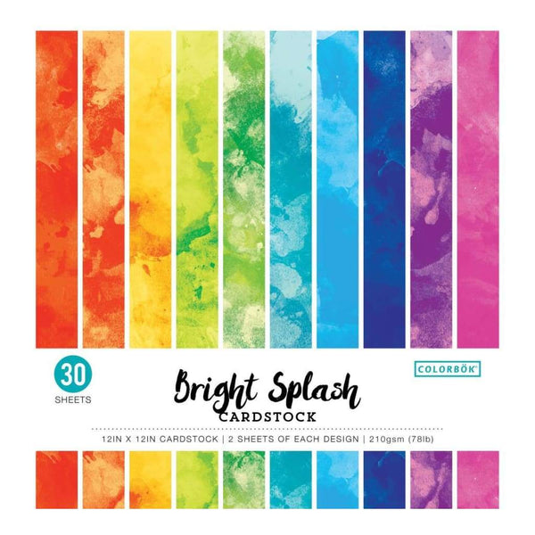 Colorbok 78lb Single-Sided Printed Cardstock 12X12 30 pack Watercolor Bright Splash